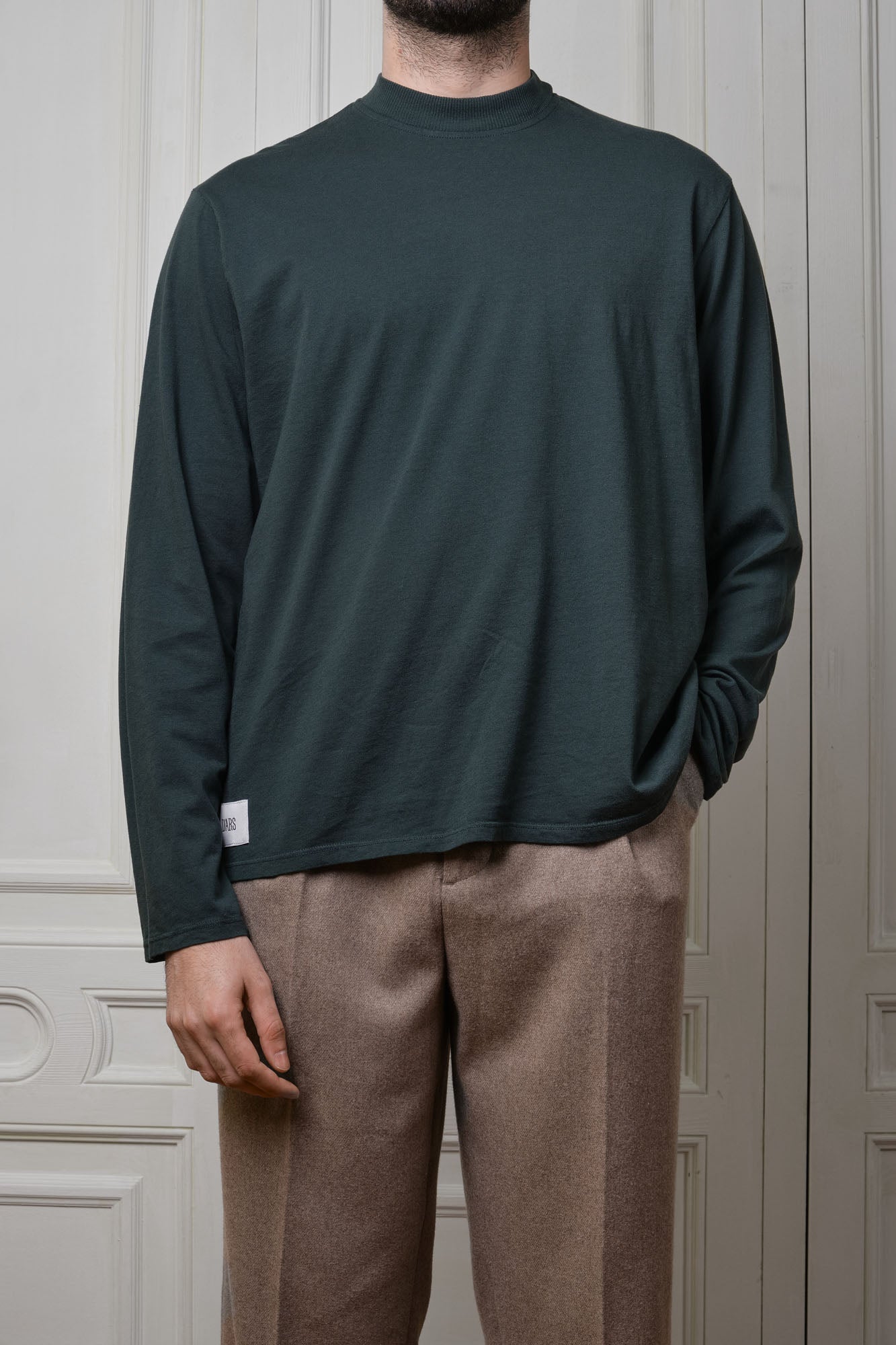 Dark Green Embroidered Long Sleeve Tee