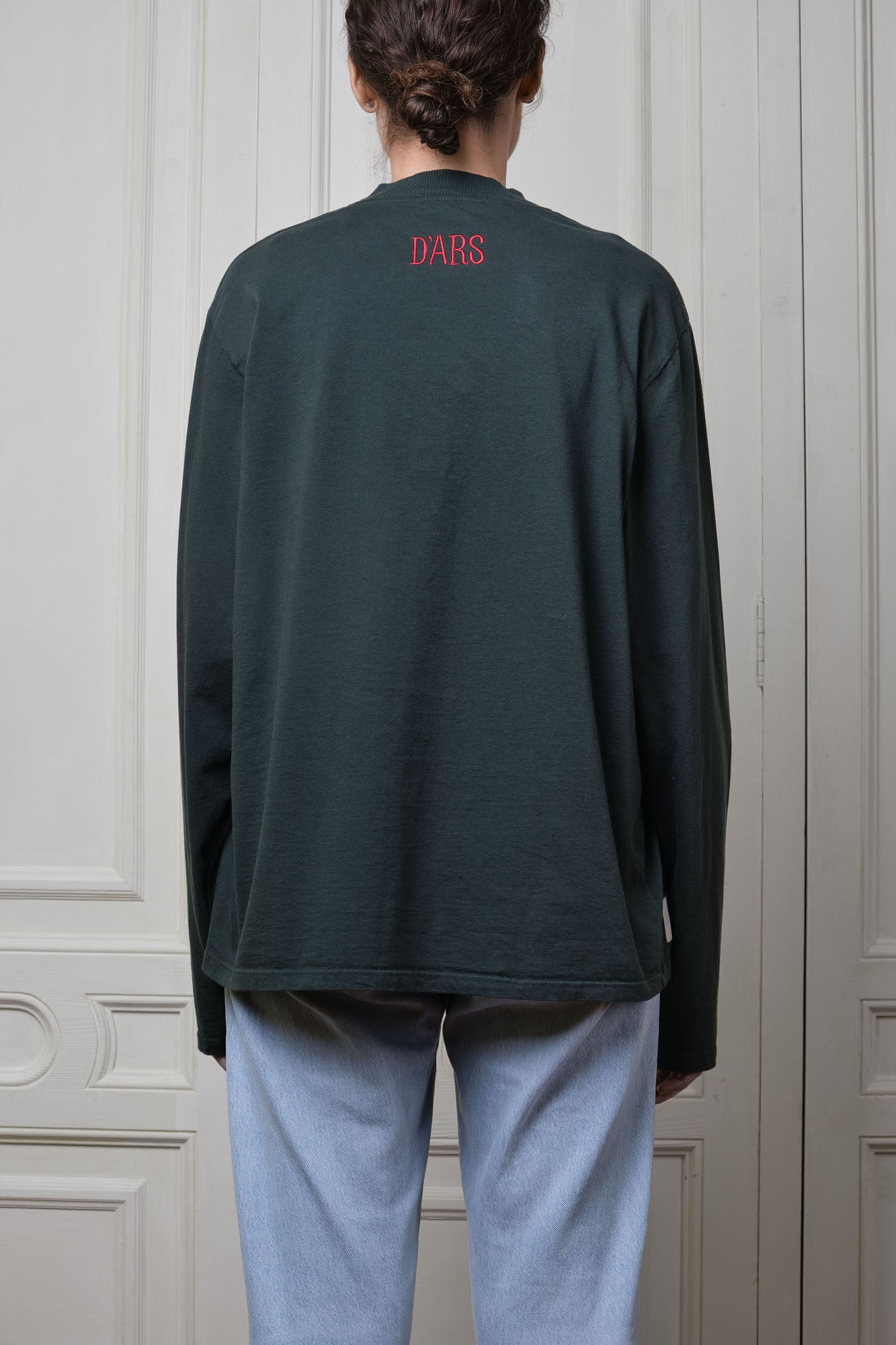 Dark Green Embroidered Long Sleeve Tee