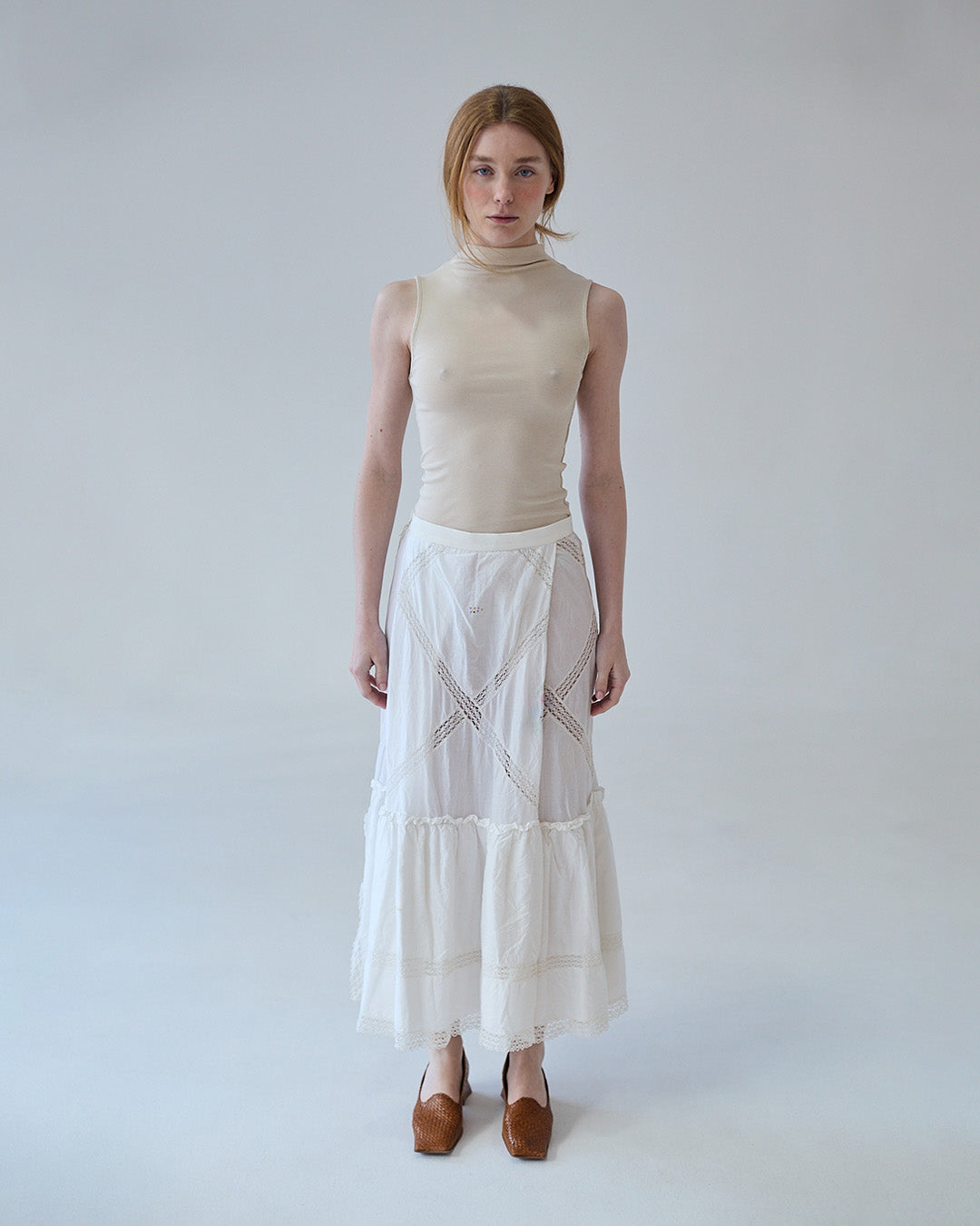 D'Ars x L'Arca Tiré Long Batiste Skirt