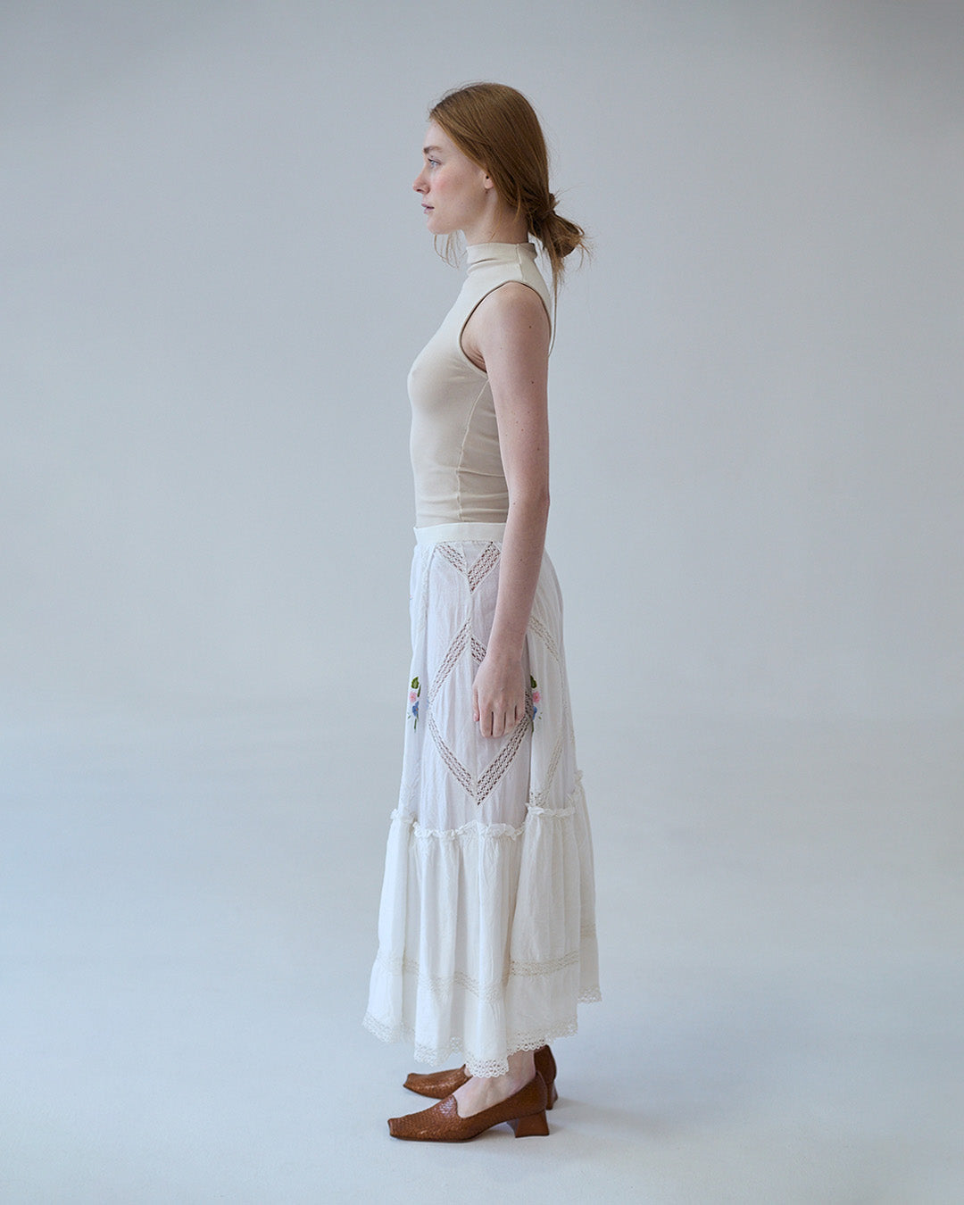 D'Ars x L'Arca Tiré Long Batiste Skirt