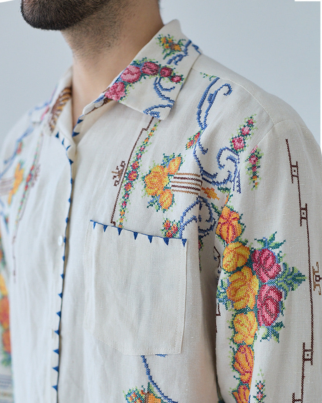 D'Ars x L'Arca Embroidered Linen Shirt