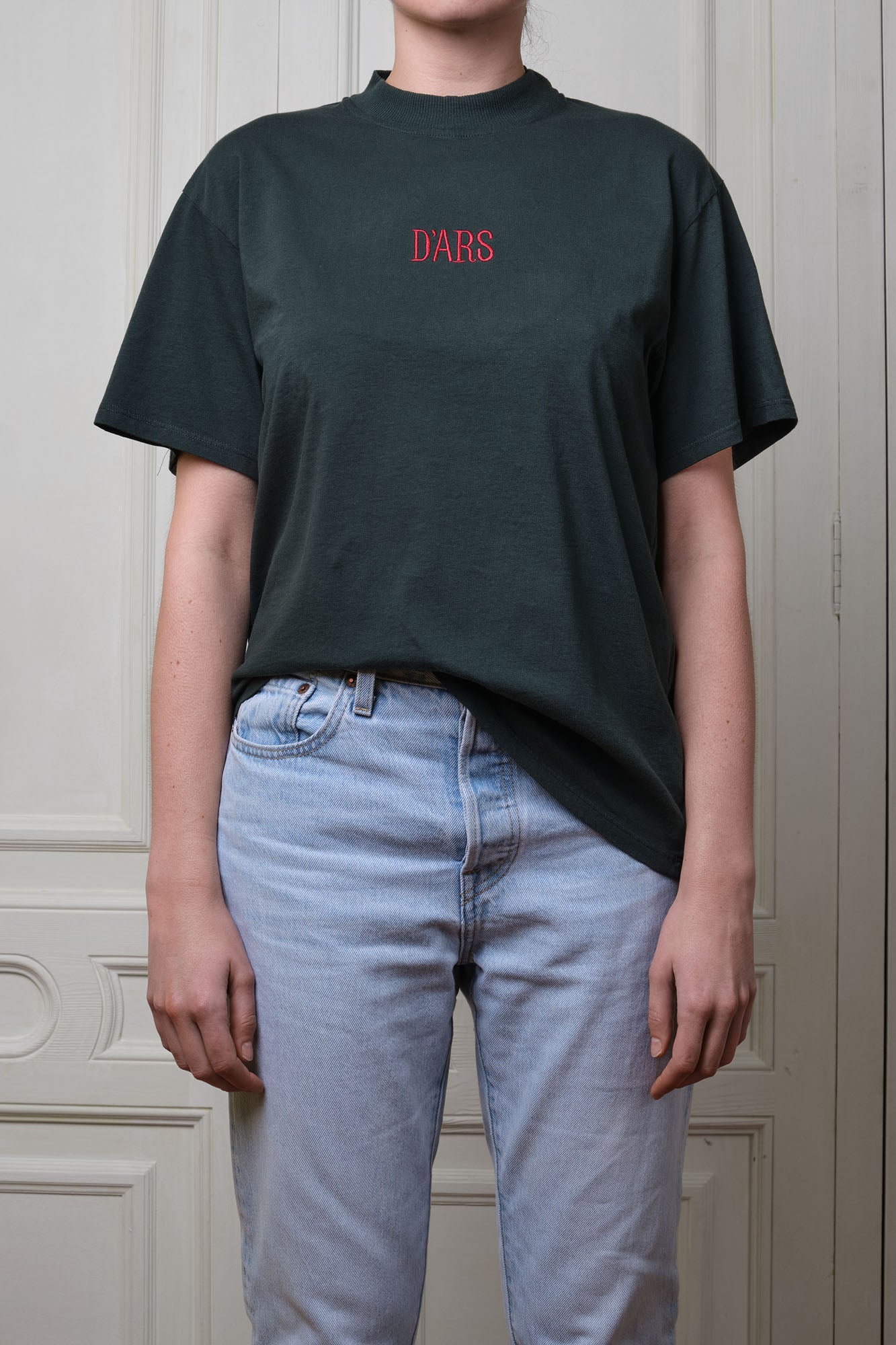 Dark Green Embroidered Short Sleeve Tee