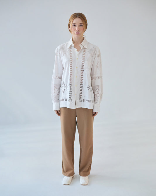 D'Ars x L'Arca Long-Sleeve Cutwork Shirt