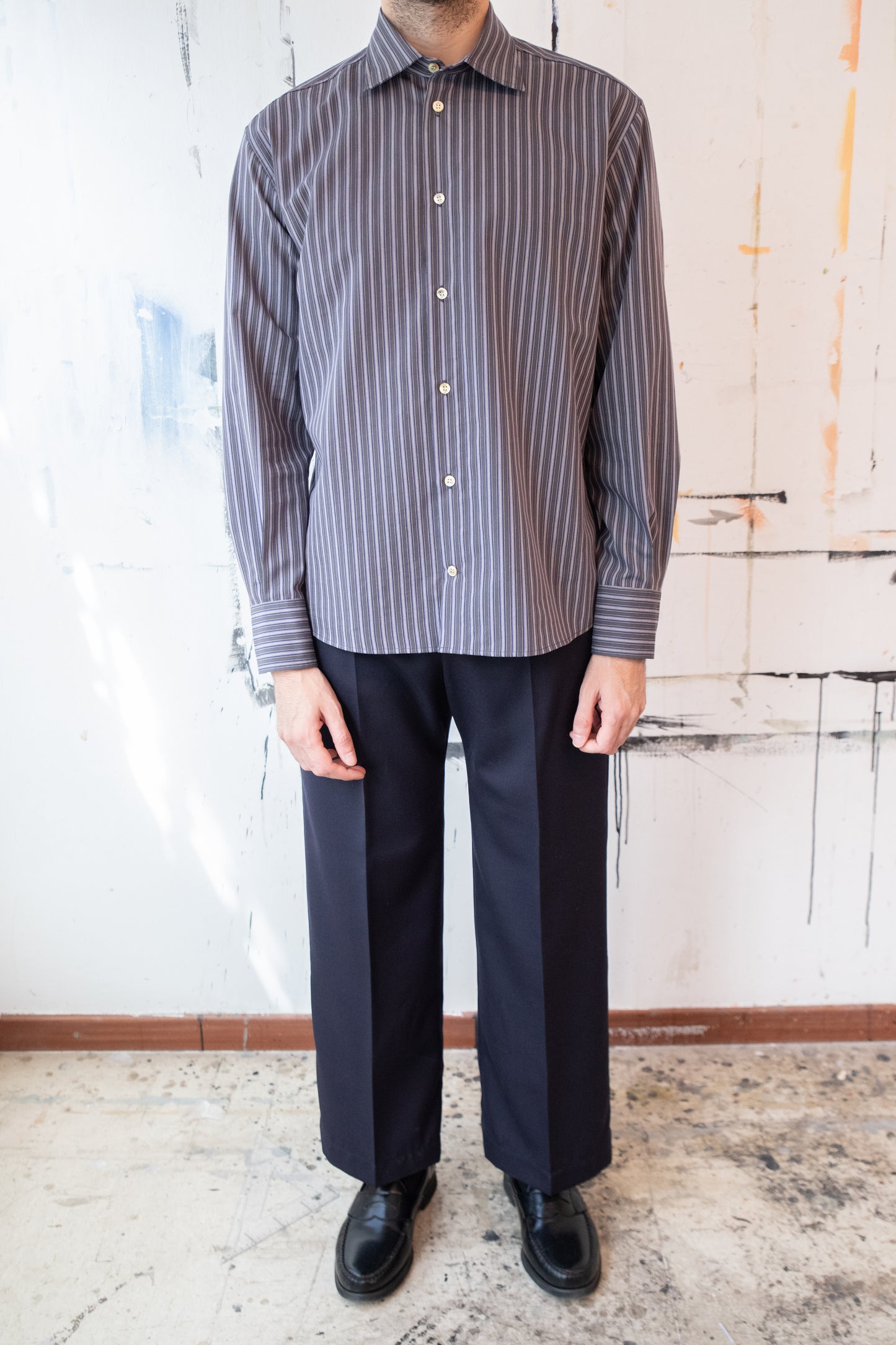 Dark Vintage Striped Poplin Shirt