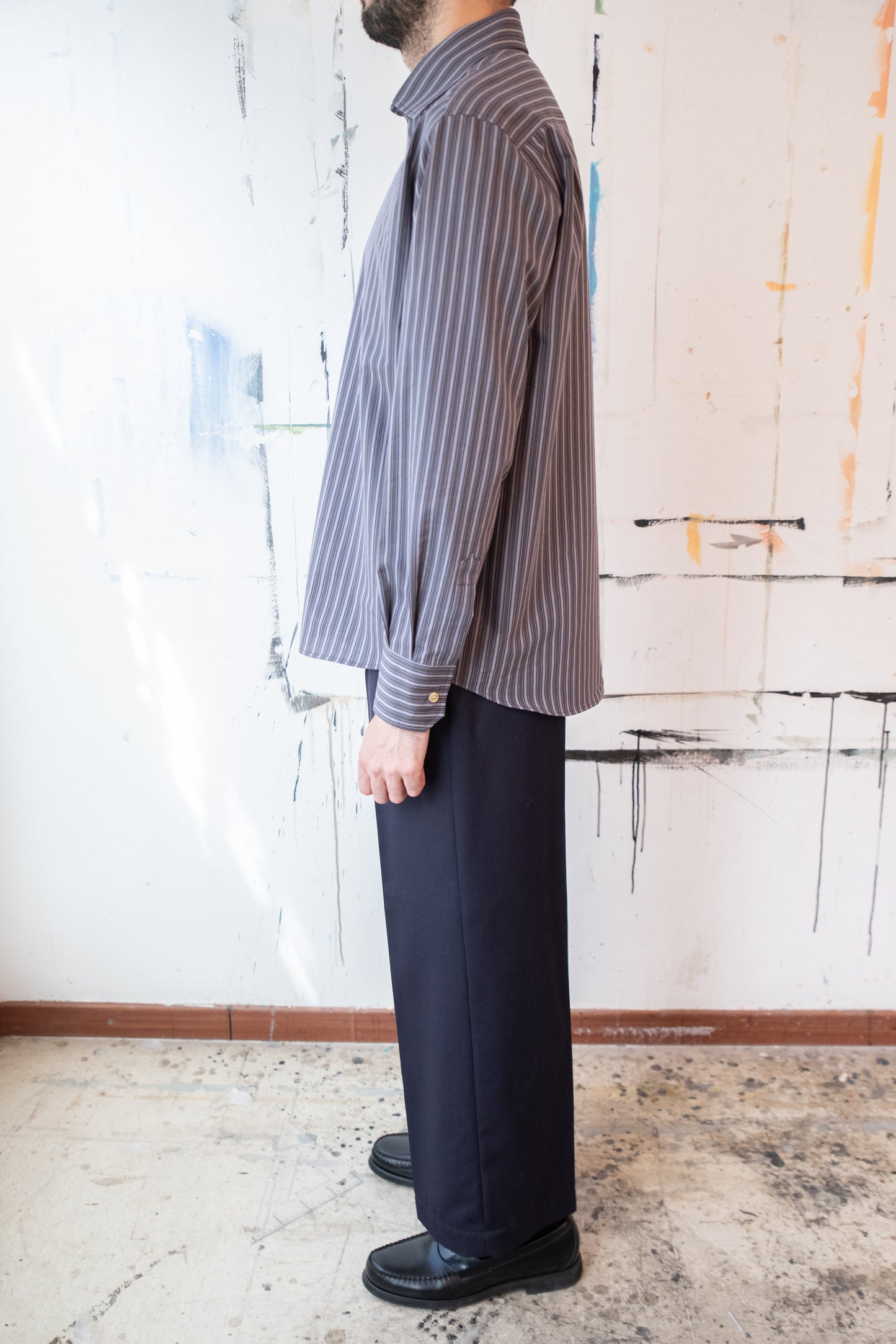 Dark Vintage Striped Poplin Shirt