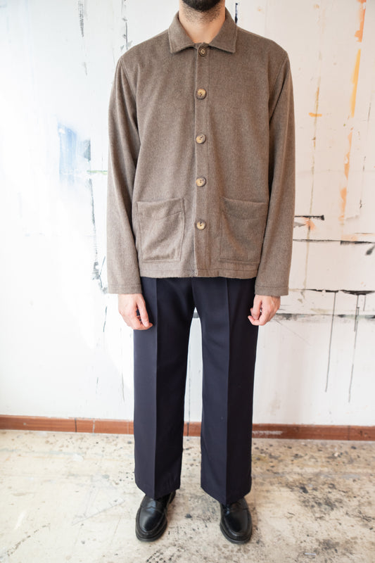 Vintage Cold Wool Pleated Elastic-Waist Pant