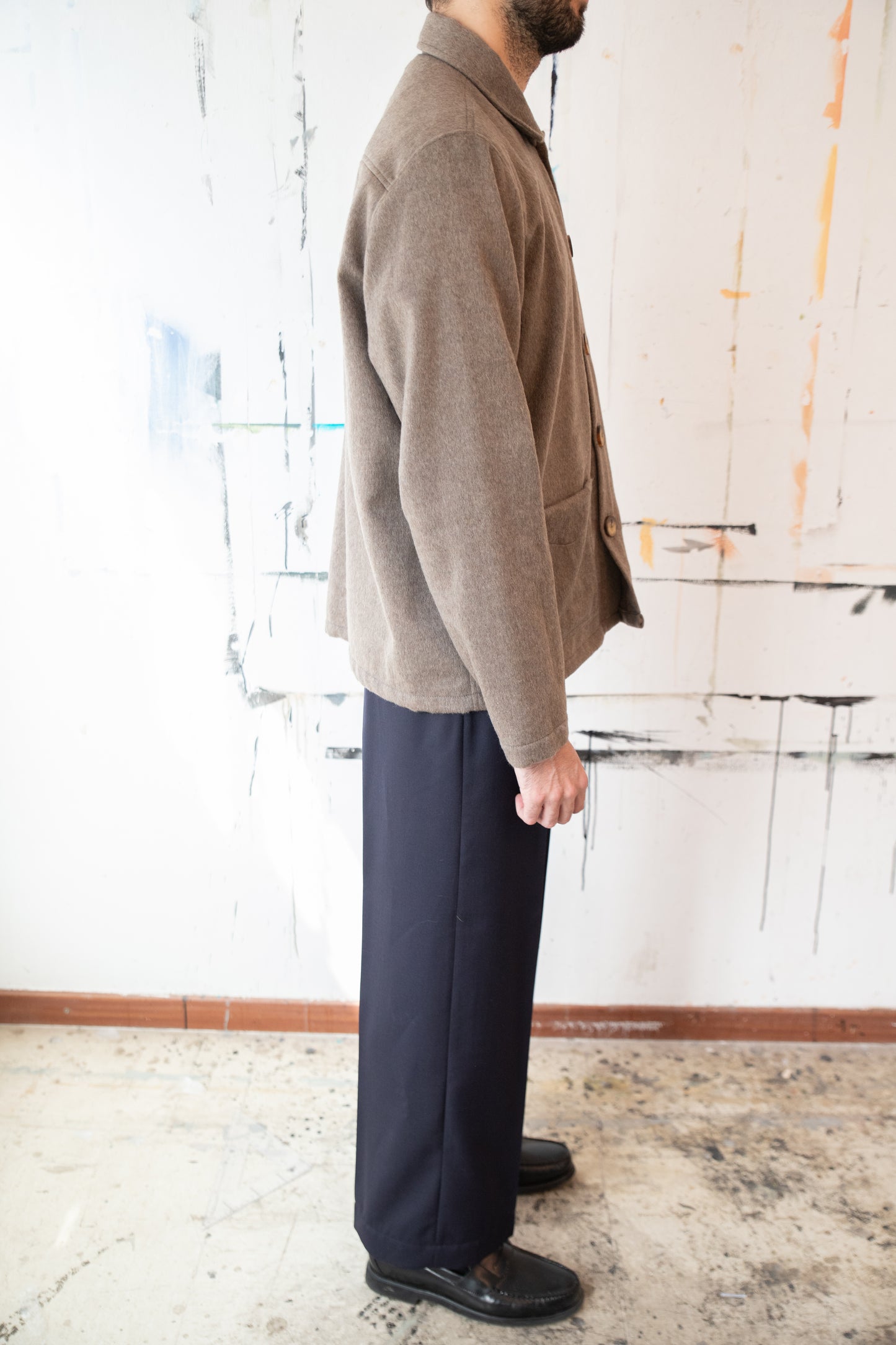 Vintage Cold Wool Pleated Elastic-Waist Pant