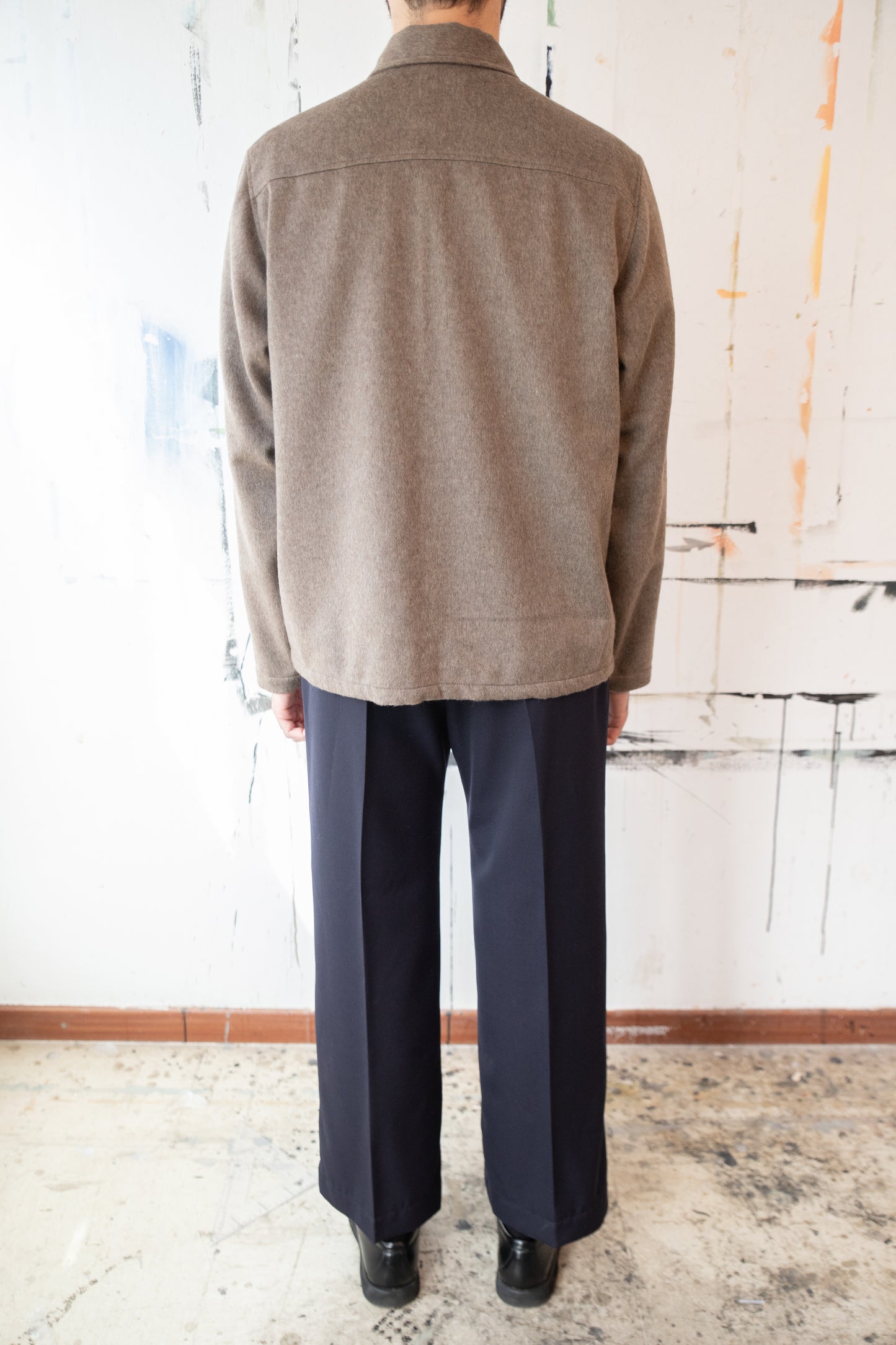 Vintage Cold Wool Pleated Elastic-Waist Pant